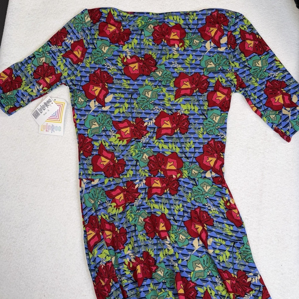 LuLaRoe Ana Dress Womens Small Blue Red Floral Geometric Maxi‎ Dress NWT - Picture 11 of 15